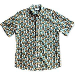 Raga Man Short Sleeve All Over Floral Print Button Up Men’s Size Large